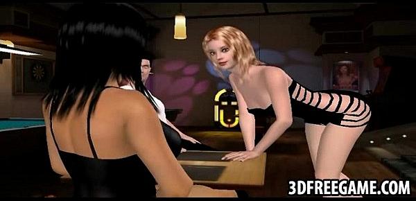  Two hot 3d sluts suck a guys cock in the night club